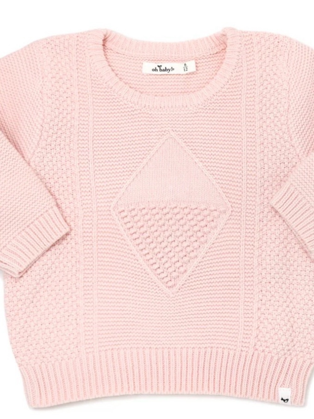 Oh Baby ! Pink Knit Diamond-Panel Sweater. NWT